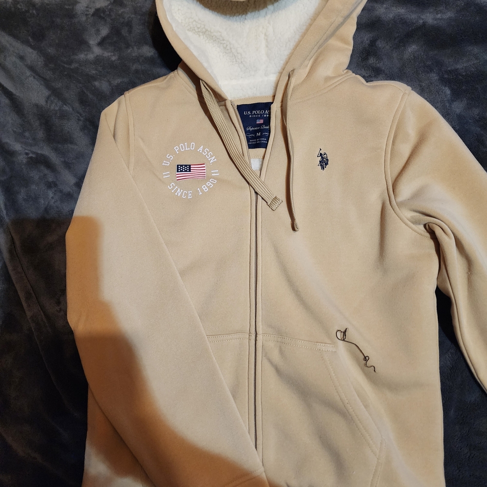U.S. Polo Assn. Beige Zip-Up Hoodie